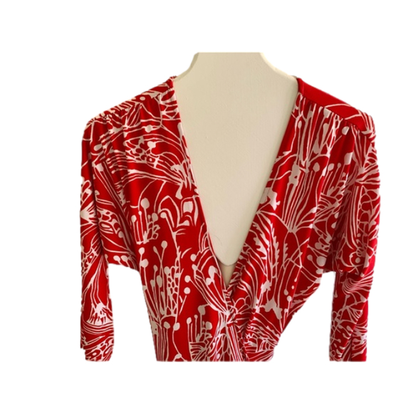 Vintage 80’s Marciano Red & White Wrap Dress - Picture 9 of 12